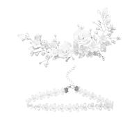 1 Silver Hair Accessories And 1 Five-Petal Flower Necklace, Bridal Jewelry, Wedding Bridal Outfit, Wedding Hair Accessories, Communion Hair Accessories.