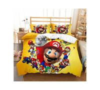 (1, Single-135x200cm) Super Mario Bedding Kids Single Double 3D Duvet Cover Set