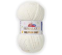 1 Skein/Pack Himalaya Dolphin Baby Chenille Yarn, Each Ball 100 gr (3.5 oz), 120 m (132 Yards), 100% Polyester, Super Bulky Baby Blanket Velvet Amigurumi Yarn, 80308 - Cream