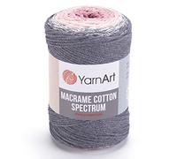 1 Skein/Pack YarnArt Macrame Cotton Spectrum Yarn, Ombre Effect, Each Ball 8.80 Oz (250gr), 246.06 Yards (225m), 80% Cotton Macrame Rope for Crafting, Knitting, and Crochet, 1305 - Brown Green