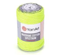 1 Skein/Pack YarnArt Macrame Cotton Spectrum Yarn, Ombre Effect, Each Ball 8.80 Oz (250gr), 246.06 Yards (225m), 80% Cotton Macrame Rope for Crafting, Knitting, and Crochet, 1326 - Neon Green