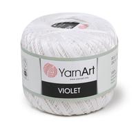 1 Skein YarnArt Violet,100% Mercerized Cotton Yarn Threads Crochet Lace Hand Knitting Yarn Embroidery Arts Crafts (White 003)