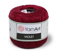 1 Skein YarnArt Violet,100% Mercerized Cotton Yarn Threads Crochet Lace Hand Knitting Yarn Embroidery Arts Crafts (Cherry Red 112)