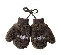 1.Soft Baby Fleece Lined Mittens with Adjustable Neck Drawstring, Winter Thermal Gloves for 1-4 Years, Unisex Gloves with Neck Strap