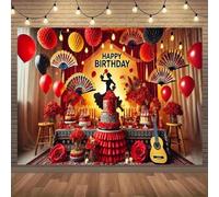 1 Spanish warm birthday party background banner made of polyester, multifunctional festival decoration for the background 200x140CM