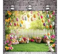 1 Spring rabbit egg background banner - Bright Easter photo background optimistic decoration | Durable