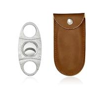 1 Stainless Steel Cigar Cutter, 1 Leather Case, Cigar Tools, Cigar Accessories, Double Blade Cigar Cutter, Double Edge Scissors, 92 * 4 * 4mm