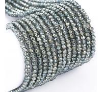 1 Strand 210Pcs Mini Faceted Glass Seed Beads 2x1.5mm Tiny Crystal Rondelle Glass Spacer Beads Full Rainbow Plated for DIY Beaded Bracelet Necklace Earring Jewelry Craft Supplies, Dark Slate Gray