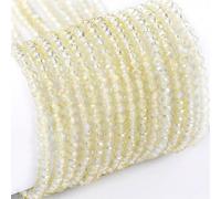 1 Strand 210Pcs Mini Faceted Glass Seed Beads 2x1.5mm Tiny Crystal Rondelle Glass Spacer Beads Full Rainbow Plated for DIY Beaded Bracelet Necklace Earring Jewelry Craft Supplies, Champagne Yellow