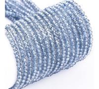 1 Strand 210Pcs Mini Faceted Glass Seed Beads 2x1.5mm Tiny Crystal Rondelle Glass Spacer Beads Pearl Luster Plated for DIY Beaded Bracelet Necklace Earring Jewelry Craft Supplies, Light Steel Blue