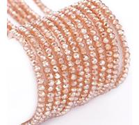 1 Strand 210Pcs Mini Faceted Glass Seed Beads 2x1.5mm Tiny Crystal Rondelle Glass Spacer Beads Pearl Luster Plated for DIY Beaded Bracelet Necklace Earring Jewelry Craft Supplies, Sandy Brown