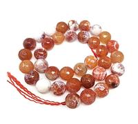 1 Strand Adabele Natural Faceted Red Fire Agate Healing Gemstone 4mm (0.16 Inch) Small Round Loose Beads Gem Stone Spacer (88-93pcs) for Craft Jewelry Making GH4-4