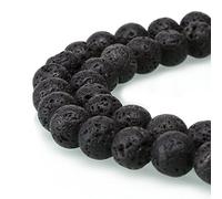 1 Strand Natural Black Volcanic Lava Rock Healing Gemstone 6mm Round Loose Beads Gem Stone Spacer (58-62pcs) for Craft Jewelry Making O9A8-6