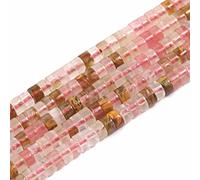 1 Strand Natural Gemstone Heishi Beads, 4x2mm Loose Flat Round Undyed Cylinder Spacer Stone for Bracelet Earrings Jewelry Making, Watermelon Tourmaline GE6-S1336