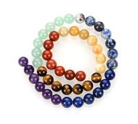 1 Strand Natural Multiple Gemstone Amethyst Lapis Lazuli Sodalite Aventurine Tiger Eye Yellow Jade Red Jasper 8mm (0.31 inch) Round Chakra Stone Beads (43-46pcs) O9A5-8