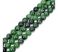 1 Strand Natural Ruby Zoisite Green Anyolite Healing Gemstone 10mm Round Loose Beads Gem Stone Spacer (34-37pcs) for Craft Jewelry Making O9A3-10