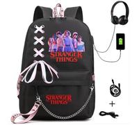 (1 #) Stranger Things Backpack School bag Unisex Travel Laptop Backpack keychain