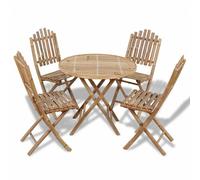 1 Table + 4 Chairs Foldable Outdoor Garden Bamboo Dining Set Space Saving vidaXL