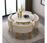 1 Table and 4 Chairs 5 Piece set, Round Furniture Table and Chair Set Round Conference Table, Round Breakfast Bar, Kitchen Dining Table Set for Kitchen, Dinning Room #43 80x75cm/31.5x29.5in(WxH)