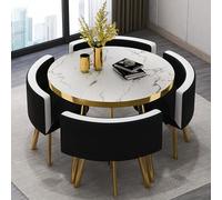 1 Table and 4 Chairs 5 Piece set, Round Furniture Table and Chair Set Round Conference Table, Round Breakfast Bar, Kitchen Dining Table Set for Kitchen, Dinning Room #40 80x75cm/31.5x29.5in(WxH)