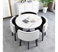 1 Table and 4 Chairs 5 Piece set, Round Furniture Table and Chair Set Round Conference Table, Round Breakfast Bar, Kitchen Dining Table Set for Kitchen, Dinning Room #27 80x75cm/31.5x29.5in(WxH)