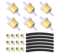 1-teiliges Motorrad-Benzinfilter-Set, Universalfilter, Benzinfilter, 6 Ölleitungen, 12 Ölrohrschellen, 6 Ölfilter, geeignet für Motorräder, Motoren usw., wiederverwendbar.