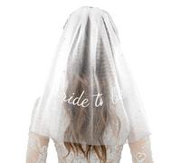 1 Tier Bride to Be Embroidered Hair Bow Veil Bachelorette Party Decoration Bridal Shower Supply Tulle Pearl 2 Tier Bow Bridal Veil Engagement Accessory Bride Gift Velos De Novia(Style-A)