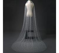 1 Tier Long Floor Wedding Bridal Veil with Comb Layer Chapel Length White Ivory Prom Gown Party Veil Wedding Accessory Elagant Charming Lady Bridal Veil with Pearls,ivory,500cm×160cm