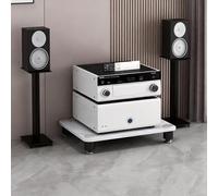 1 Tier o Stand, HiFi Rack with Sintered Stone Top, Turntable Support for Home, 1/2/3/4 Levels (White) - Modern & Design