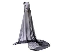 1 Tiers Women Wedding Tulle Cape Witch Vampire Hooded Cape Cosplay Party Ghost Bride Elf Cloak Long Train Bridal Dress Gothic Medieval Renaissance Halloween Costume Cloak with Oversized Hood (Black)