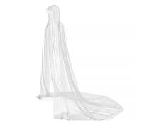 1 Tiers Women Wedding Tulle Cape Witch Vampire Hooded Cape Cosplay Party Ghost Bride Elf Cloak Long Train Bridal Dress Gothic Medieval Renaissance Halloween Costume Cloak with Oversized Hood (White)