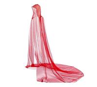 1 Tiers Women Wedding Tulle Cape Witch Vampire Hooded Cape Cosplay Party Ghost Bride Elf Cloak Long Train Bridal Dress Gothic Medieval Renaissance Halloween Costume Cloak with Oversized Hood (Red)