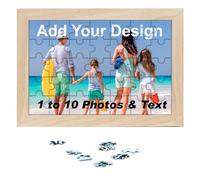 1 to 10 Photos Personalised Jigsaw Frame Custom Wooden Puzzles Picture Text Name Customised Puzzle Frames Birthday, Wedding, Graduation for Women Men, 15x10cm / 15x20cm / 20x25cm / 25x35cm