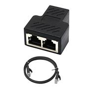 1 to 2 Socket LAN Ethernet Network Plug Splitter Extender Adapter+Cable