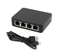 1 to 4 Ethernet Splitter 1000Mbps RJ45 Adapter with USB C Power