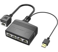 1 to 4 Ethernet Splitter High Speed RJ45 Network 1 to 4 Port Ethernet Splitter [4 Simultaneous Network Devices] 1000Mbps Extension Connector for Cat5/5e/6/7/8 Cable