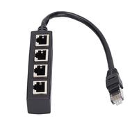 1 to 4 RJ45 Splitter Adapter, RJ45 Splitter Adapter 1 Male to 4 Female, Smooth Transmission with Excellent Connection for Computer Network Cable, Applicable to All Networks,
