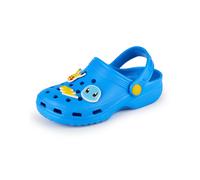 Pokemon Boys Clogs | Kids Slip On Footwear in Blue | Pikachu Charmander Squirtle Novelty Charms | Indoor & Outdoor Sandals Sliders with Adjustable Strap | Series Game Movie Merchandise Gift