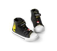 Pokémon Pikachu Boys High-Top Trainers with Hook and Loop Strap | Pika Kids Black Yellow Lightning Bolt Footwear | Pokeball Merchandise Pokemon Merch | Back to School Shoe - 1 UK Child
