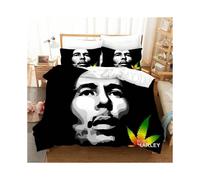 (1, UK Double 200*200cm) Bob Marley three-piece quilt set