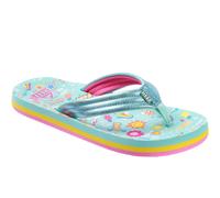 (1 UK, Love Rainbow) Reef Childrens Kids Ahi Summer Beach Pool Sandals Thongs Flip Flops