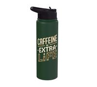 1-Up Coffee Funny Vintage Caffeine Extra Life Gaming Stainless Steel Insulated Water Bottle