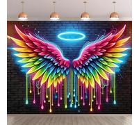 1 vibrant neon angel wing background banner - color photography wall decoration 300x200cm