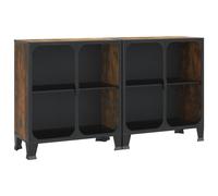 (1) vidaXL Storage Cabinet Metal and MDF Sideboard Cupboard Rustic Brown/Grey