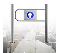 1-Way Safety Door, Spring-Loaded Swing Gate with Post Mount, 90° Opening Metal Barricade for Supermarket, Library, Store