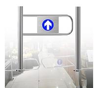 1-Way Safety Door, Spring-Loaded Swing Gate with Post Mount, 90° Opening Metal Barricade for Supermarket, Library, Store