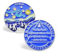 1 Week Sobriety Chips,Starry Night Sobriety Coin7 Days AA Medallion Chips