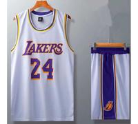 (1 White 24#, XXL) Lakers Kobe Bryant adult and children's jersey set