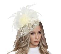 1 White Fascinator for Weddings, Off-White Vintage Design with Dynamic Feather Movement, Fascinator Clip & Headband for Bridal or Elegance Events