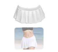 1 White Mini Skirt, Pleated Ultra-Short Tennis Skirt for Women with Elastic Waistband, White Skort for Evening Parties, Sports and Cosplay